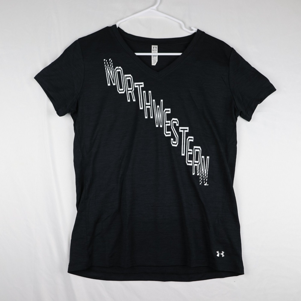 HeatGear T-Shirt Womens‎ Medium Black Northwestern University V-Neck Lightweight
